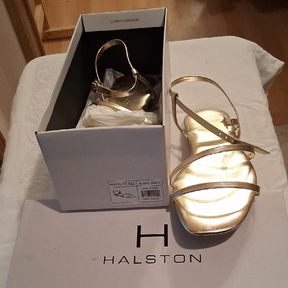 Halston Heritage Metallic Gold Sandals
